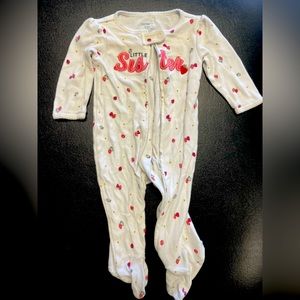 6 month baby Girl Little Sister Sister Carter’s footie pajama